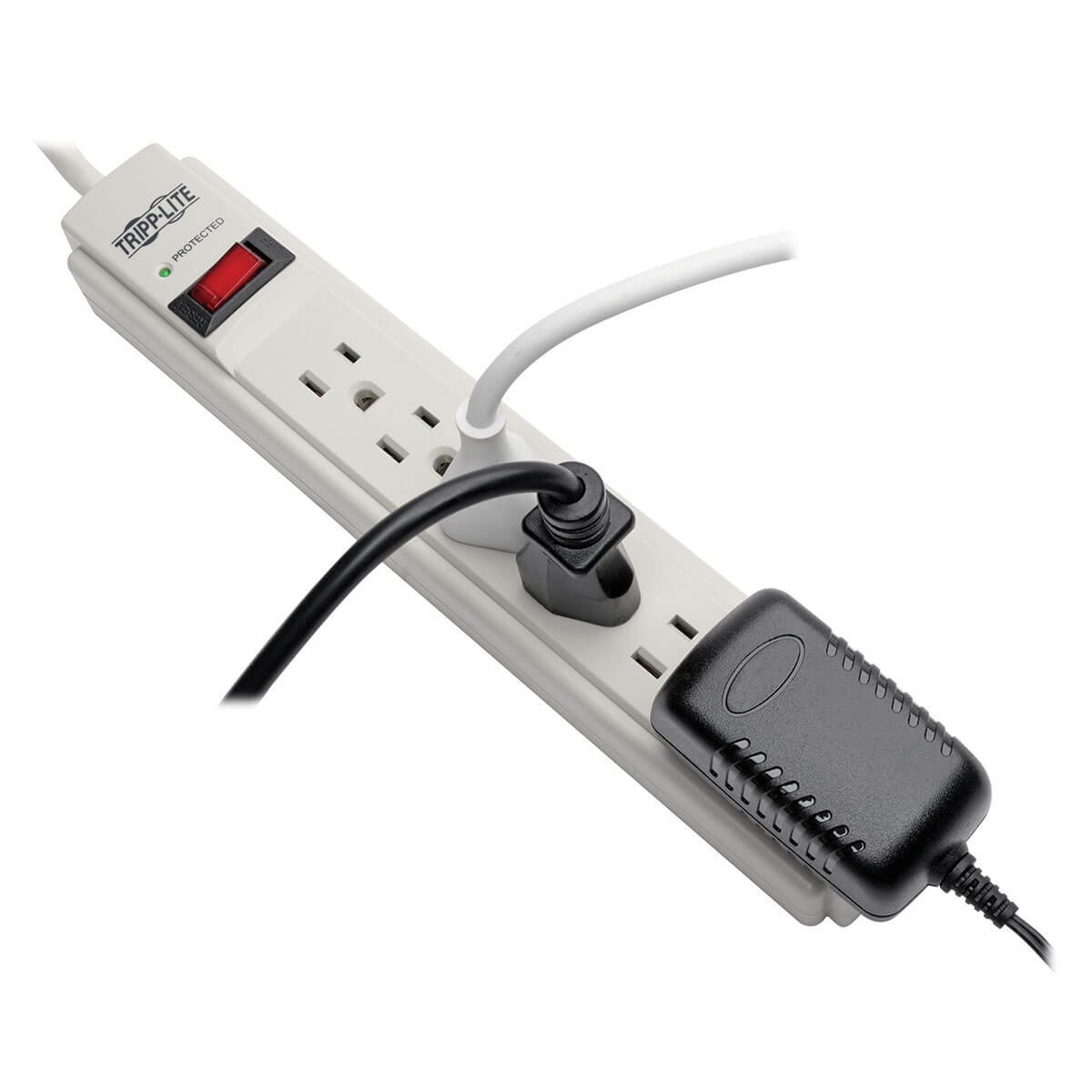 Tripp Lite 6 Outlet Surge Protector Power Strip, Extra Long Cord 15ft, & $20,000 INSURANCE (TLP615) Gray