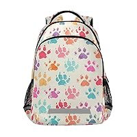 ALAZA Colorful Dog Paws Print Vinatge Backpacks Travel Laptop Daypack School Book Bag for Men Women Teens Kids