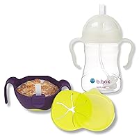 b.box Sippy Cup + 3-in-1 Bowl Combo Pack (Glow in the Dark): Includes Weighted Straw Sippy Cup and Bowl with Straw, Snack Insert & Lid. Ages 6 Months to Toddler