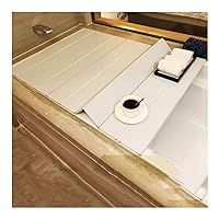 White Bathtub Tray Bath Lid Thicker Folding Storage Stand Can Put Mobile Phone Tablet Computer (Color : L106cm, Size : W70cm)