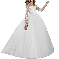 Lace Bodice Tulle Puffy Flower Girl Dress Lace Appliques Girls First Communion Dress Pageant Gowns