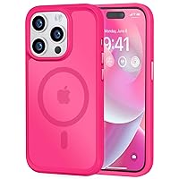 MOCCA Strong Magnetic for iPhone 14 Pro Case, [Compatible with Magsafe][13FT Military Drop Protection] Slim Translucent Matte Shockproof Case for iPhone 14 Pro Phone Case 6.1'', Hot Pink