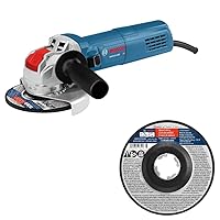 Bosch GWX10-45E 4-1/2 In. X-LOCK Ergonomic Angle Grinder with Bosch CWX27M450 4-1/2 In. x .098 In. X-LOCK Arbor Type 27A (ISO 42) 30 Grit Metal Cutting and Grinding Abrasive Wheel