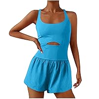 ABRTJCL Rompers for Women Summer Romper for Women 2024 One Piece Athletic Romper Running Short Onesie Sleeveless Exercise Jumpsuits Gym Yoga Clothes Shorts Jumpsuit Romper for Women