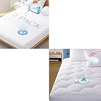 Twin XL Waterproof Mattress Pad Cover with Filling,Soft Mattress Pad Cover, College Dorm Waterproof Mattress Protector Stretches up to 16” Deep Pocket-Hollow Alternative Filling-Cooling Mattress
