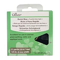 Clover 700-1128 Quick Fusible Bias Tape, 1/4-Inch Wide by 11-Yard, Black