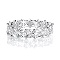 Eternity Bands,14K White Gold Plated Cubic Zirconia Eternity Ring Band Stackable Rings for Women Men