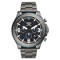 Fossil FS5753 Men's Chronograph Watch Stainless Steel 10 Bar Analogue Chrono Date Grey, gray, FS5753