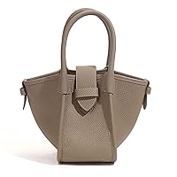 Genuine Leather Bag, Delicate and Soft Calfskin Embodies Handbag, Tote Small Top-handle Bag-Grey,191320 cm