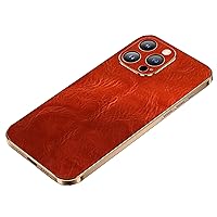 Genuine Leather Case for iPhone 15 Pro Max/15 Pro/15 Plus/15, Full Coverage Lens Phone Cover Ultra Thin Slim Light Luxury Leather Case,Red,15 Pro''
