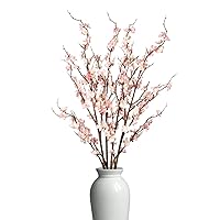 4Pcs Cherry Blossom Branches Artificial Flowers for Spring Summer Indoor Decoration,Faux Long Stem Artificial Flowers for Wedding Home Office Bedroom Party Table Centerpieces Decor (Pink)
