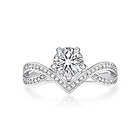 MomentWish Engagement Ring for Women, Moissanite Promise Ring, D Color VVS1 Simulated Diamond 925 Sterling Silver Accent Ring