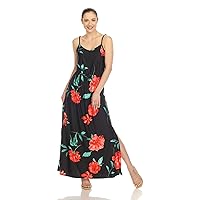 Women's Floral Print Spaghetti Strap Side Slit Maxi Dress