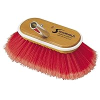 Shurhold 965 6 Inch Combo Bristle Brush, Deck Brush With Red Polystyrene Bristles