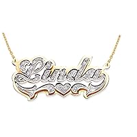 RYLOS Necklaces For Women Gold Necklaces for Women & Men 14K Yellow Gold or White Gold Personalized Diamond Double Nameplate With Shadow Necklace Special Order, Made to Order Necklace