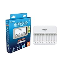 Panasonic eneloop Smart 8 Charger for 1-8 AA/AAA NI-MH Batteries, with 8 LED Indicators and 9 Safety Functions, Blue