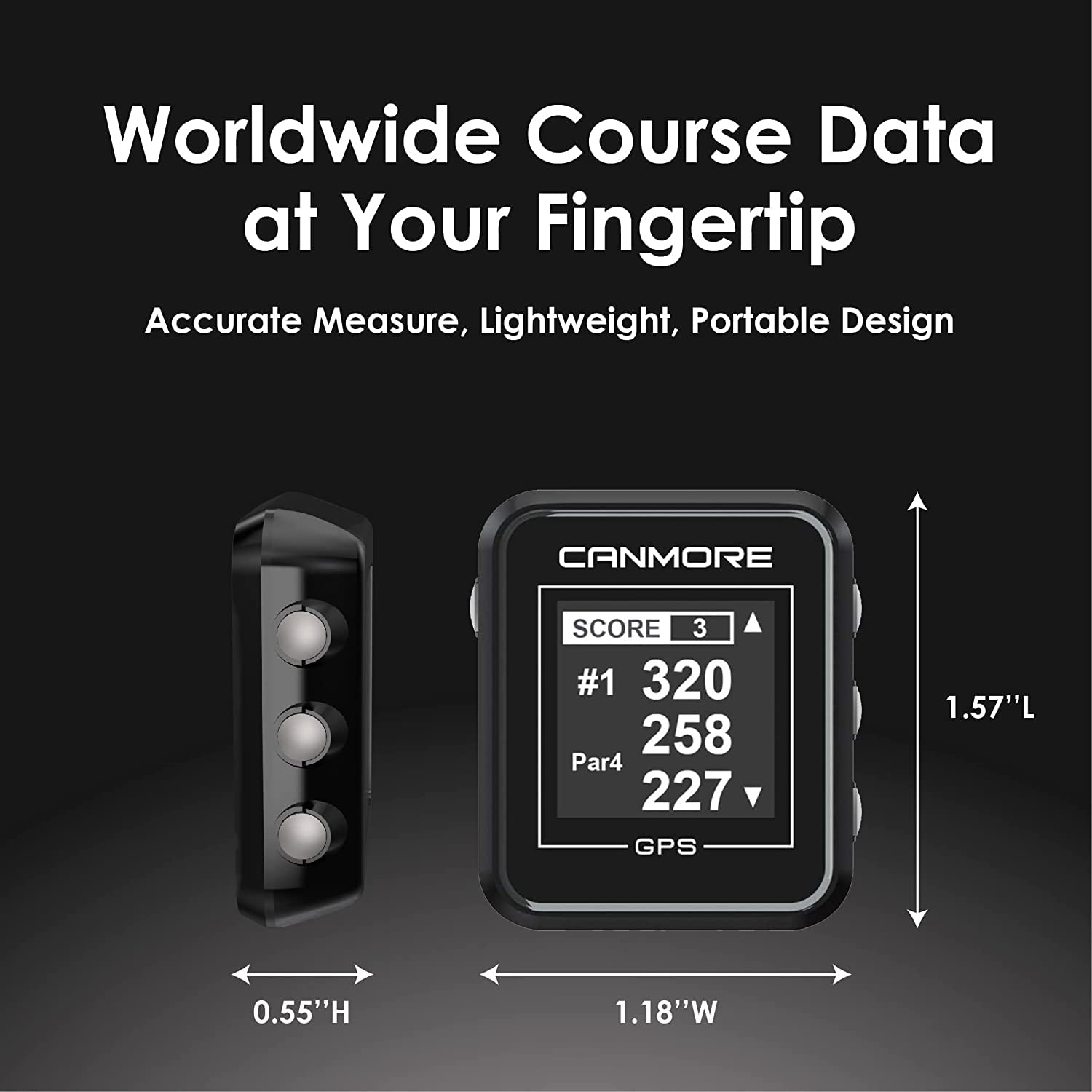 CANMORE H300 Handheld GPS Golf Device, Shot Distance Yardage Measuring, 40000+ Free Worldwide Preloaded Courses, Lightweight Golf Accessory for Golfers, Powerful Magnetic Clip for Golf Cart, Black