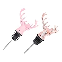 BESTOYARD 2pcs Deer Head Wine Pourer Animals Wine Pourer Vintage Bottle Cork Animals Wine Bottle Stoppers Aerating Spout Practical Wine Aerator Wine Stoppers Pink Decorate Alloy