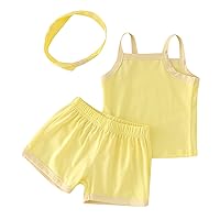 Sweatpants and Hoodie Set for Girls Newborn Infant Baby Girls Boys Sleeveless Strap Vest T Shirt (Yellow, 12-18 Months)