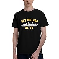 USS Holland As-32 Men's Short Sleeve T-Shirts Casual Top Tee