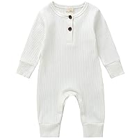 Newborn Infant Unisex Baby Boy Girl Button Solid Romper Bodysuit One Piece Jumpsuit Outfits Clothes