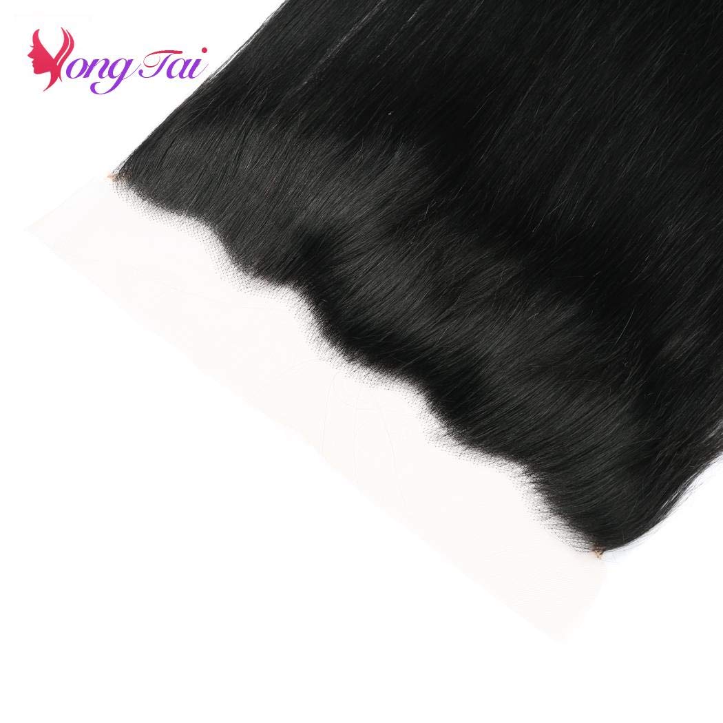 Malaysian Virgin Straight Hair with Lace Front 16 18 20+14 Inch 13x4 Ear to Ear Lace Frontal Closure with Bundles 100% Unprocessed Virgin Straight Human Hair Weave