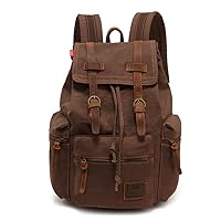High Capacity Canvas Vintage Backpack - for School College Hiking Travel 12-17