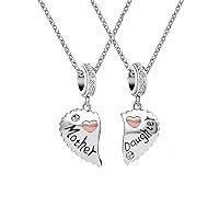 18 inch Mom Mother Daughter Son Sisters Best Friend Bestie Necklace Rose Gold Love Heart Matching Puzzle Birthday Charm Pendant Necklace set for 2