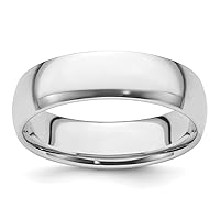 Solid Platinum 6mm Lightweight Comfort-Fit Wedding Ring Band Available in Sizes 5 to 7 (Band Width: 6 mm)