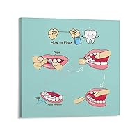 Teeth Whitening Smile Posters Orthodontics Poster Oral Health And Disease Wall Poster (2) Canvas Painting Posters And Prints Wall Art Pictures for Living Room Bedroom Decor 28x28inch(70x70cm) Frame-s