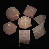 Natural Rose Quartz Gemstone Dice Set of 7 DND Role Playing Games and Dice Games Gift