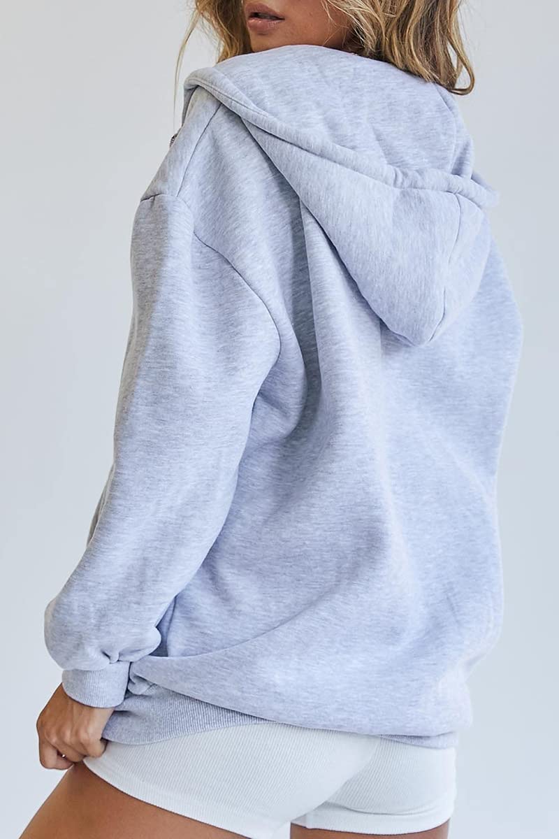 EFAN Women's Cute Hoodies Teen Girl Fall Jacket Oversized Sweatshirts Casual Drawstring Zip Up Y2K Hoodie with Pocket