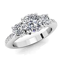 1.65 ct Ladies Round Cut 3 Stone Engagement Diamond Ring (Color G Clarity SI1) Platinum