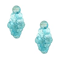 Ula Frosted Glass Cascading Drop Earrings, Aqua