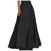 Womens Fashion Casual High Waist Fold A Dress Soild Vintage Loose Beach Wrap Maxi Long Skirt Girls Tennis Skirt