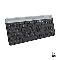 Logitech K585 Multi-Device Slim Wireless Keyboard, Built-in Cradle for Device; for Laptop, Tablet, Desktop, Smartphone, Win/Mac, Bluetooth/Receiver, Compact, Easy Switch, 24 Month Battery - Graphite
