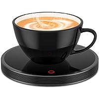 Coffee Cup Warmer, Mug Warmer for Desk, Electric Cup Beverage Warmer Plate with 2 Temperature Settings for Tea, Water, Cocoa, Milk, Auto Power Off (Round Black)