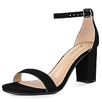 Ankis Heels for Women Open Toe Ankle Strap Chunky Heel Sandals 2.75 Inch