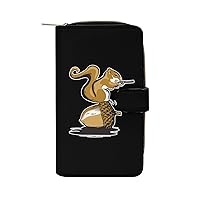 Nutty Squirrel Fashion Long Wallet for Men Women Coin Pouch Credit Card Holder Purses & ID Window, 19.7x11x3.5cm, style