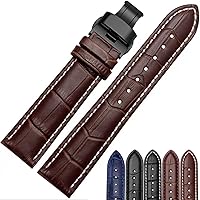 Roosevelt Leather Watch Strap with Black Butterfly Deployment Clasp Genuine Embossed Alligator Calf Leather- Modern Watch Band Replacement Fit Most Watches for Men Women Unisex- Black Brown Blue