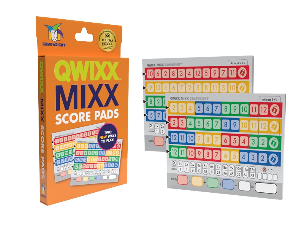 Gamewright Qwixx Mixx - Genuine Enhanced Game Play Add-On Replacement Scorecards for Qwixx - A Fast Family Dice Game, 8 + years