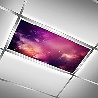 Starry Night Sky,Yellow Red Purple Blue,Light Diffusers,Fluorescent Light Covers for Classroom, Office, Hospital and Home-Ceiling Light Cover Skylight Film,2x4 ft