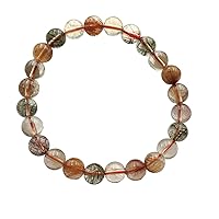 Natural Colorful Rutilated Quartz Red Green Gold 8mm Round Beads Women Men Bracelet Jewelry AAAA