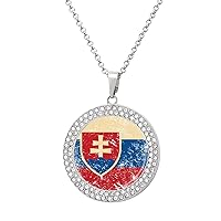 Slovakia Retro Flag Personalized Pendant Necklace for Women Round Jewelry Christmas Birthday Valentines