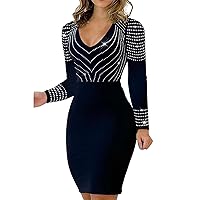 Fall Wedding Guest Dresses for Women Short,Ladies Sexy Club Hot Drill V Neck Long Sleeve Dress Cocktail Dresses