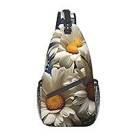 Floral Daisy Sling Bag Lightweight Crossbody Bag Shoulder Bag Chest Bag Travel Backpack for Women Men
