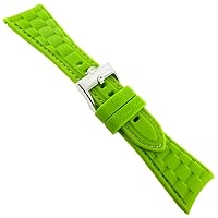 26mm Glam Rock Green Soft Silicone Stitched with Curved Ends Watch Band