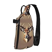 Deer Head Printing Print Cross Bag Casual Sling Backpack,Daypack For Travel,Hiking,Gym Shoulder Pack