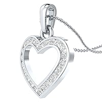 Demira Jewels IGI Certified 1/4 cttw Natural Diamond Heart Pendant in 14k White Gold with Silver Chain, 18