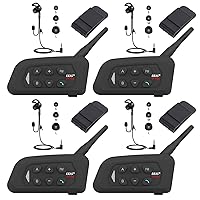 Referee Headset, 4 Pack V4C Plus Communication System with Right-Ear Earphone and 4 Extra Belt Clips for Spare